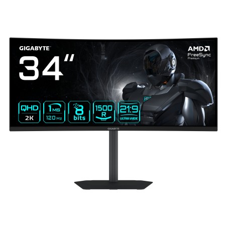 GIGABYTE GS34WQCA EK 34" VA 3440 x 1440 UltraWide Monitor - Stunning 120 Hz Display for Ultimate Gaming Experience!
